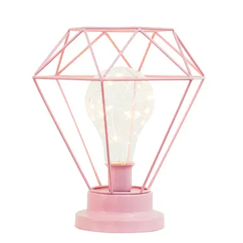 

Retro Wrought Iron Table Lamp Night Light Hollow Reading Lamp Bedroom Desk Lamp Home Decoration Diamond Shape Iron Table Lamp