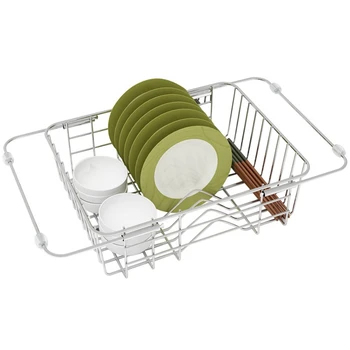 

Dish Drying Rack, Expandable Over the Sink Dish Drainer Dish Rack in Sink or on Counter