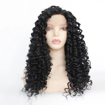 

MRWIG Long Kinky Curly Synthetic Glueless Lace Front Wig Free Part Black/Brown/Blonde Hair Wig for Woman