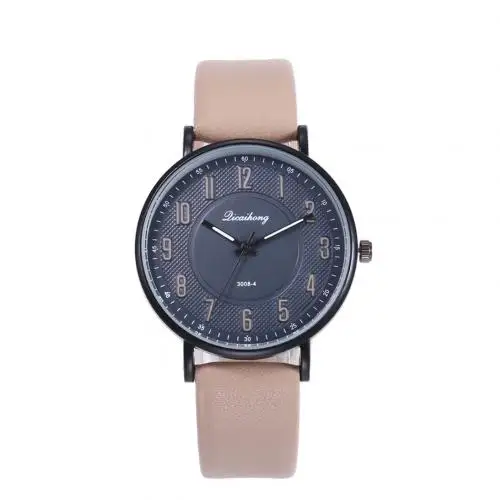 Khaki Women Модные унисекс круглые циферблат арабские цифры Кварцевые аналоговые наручные часы подарок для пары reloj mujer Часы пара Новые - Цвет: Khaki Women