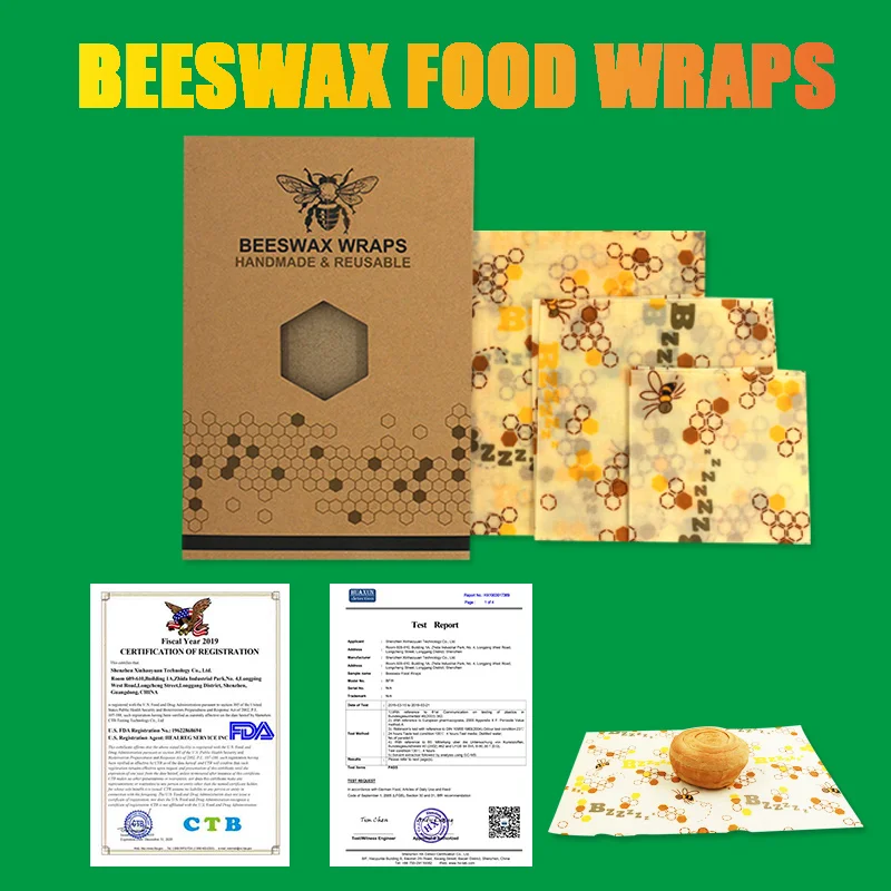 3 шт./набор Многоразовые Пакеты из пчелиного воска|Целлофановые и пластиковые