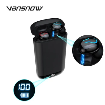 

Q66 Bluetooth V5.0 Earphone HD Stero Dual Mic Headset Sports Waterproof Earbuds 6000mAh Battery Charging Case for Phone Computer