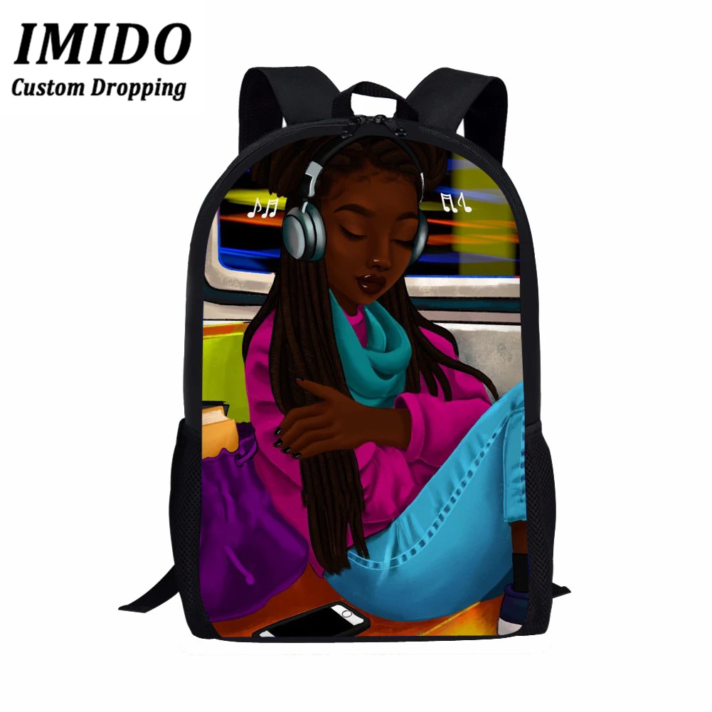 IMIDO, рюкзаки для девочек, Черная Королева, девушка, Волшебная афро леди, с принтом, Африканский школьный ранец, сумки для книг, женский рюкзак, Детский рюкзак для девочек - Цвет: WLL3390