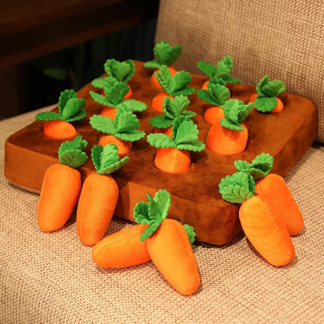 Baby Plush Toy Pet Dog Chew Toy Sniffing Mat Carrot Doll Pull Out Radish Vegetable Field Plush Toy Parent Child Interaction Toys 4