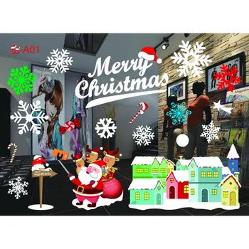 

Christmas Decorations No Glue Static Wall Stickers Paper-Cuts Stickers Home Glass Window Removable Self-Adhesive New Year New