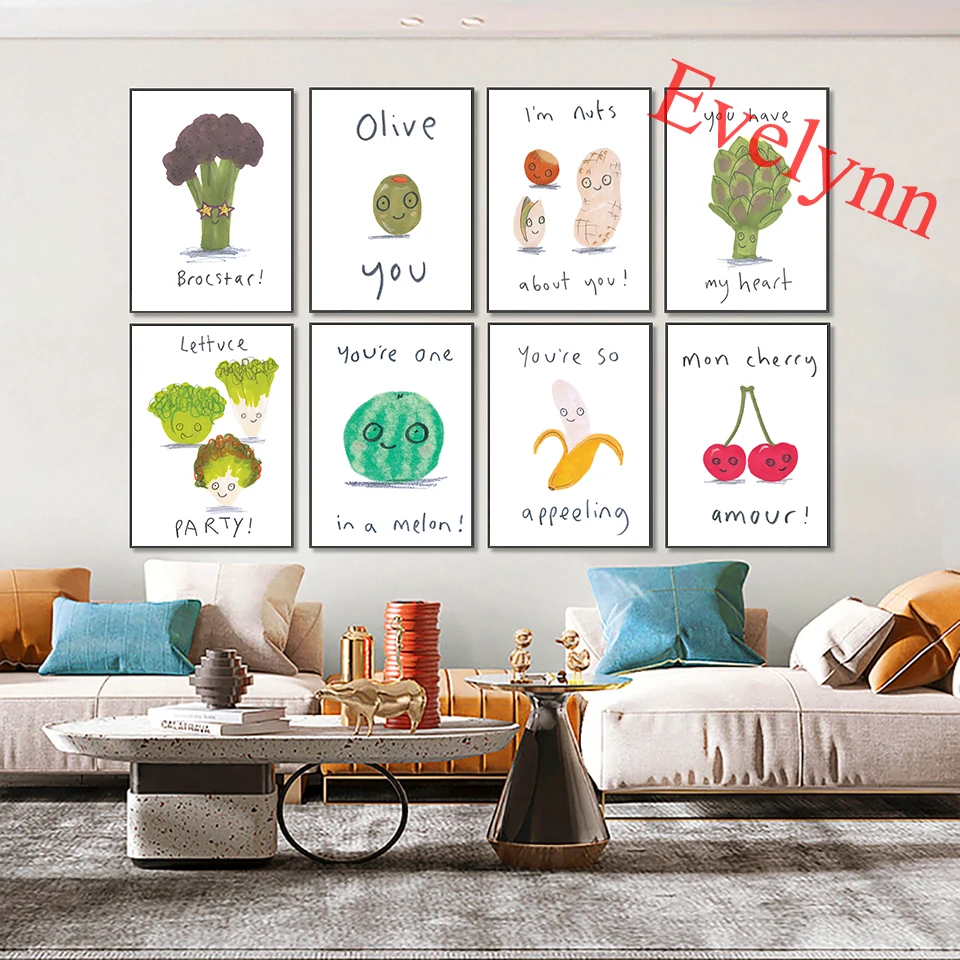 

Nordic Wall Art Vegetables, Fruits Quote Painting Posters And Prints On Canvas Wall Art Modular Pictures Home Living Room Decor