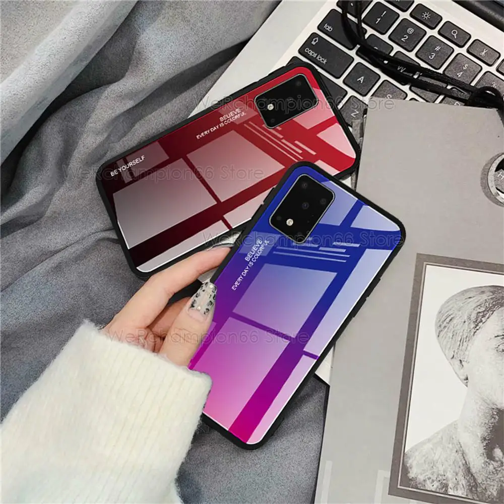 

Gradient Tempered Glass Case for For Samsung Galaxy A51 A71 S20 S10 S9 S8 Plus A10 A20 A30 A50 A70 M30S A10S A20S A70S BackCover
