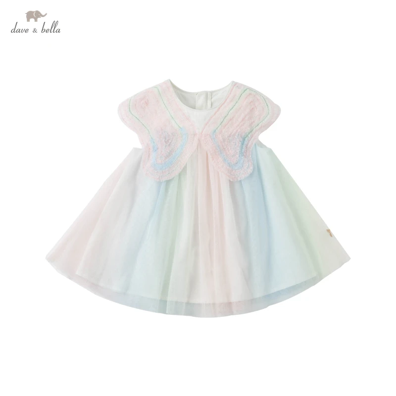 

DBZ18146 dave bella summer baby girl's cute cartoon mesh dress children fashion party dress kids infant lolita clothes