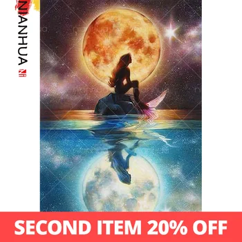 

Diamond Painting Sun Goddess Angel Embroidery Moon Reflection 5D DIY Home Decoration Full Round Square Rhinestone Set