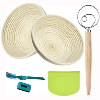 

Round Proofing Basket Proofing Basket Proofing Bowl for Bread Sourdough Dough with Liner + Dough Whisk + Dough Scraper + Lame (1