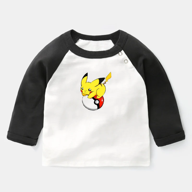 ieBabyYCB060C Футболки с рисунком покебол PIKACHU для новорожденных; футболки с длинными рукавами для малышей; Рождественский подарок - Цвет: ieBabyYCB060C