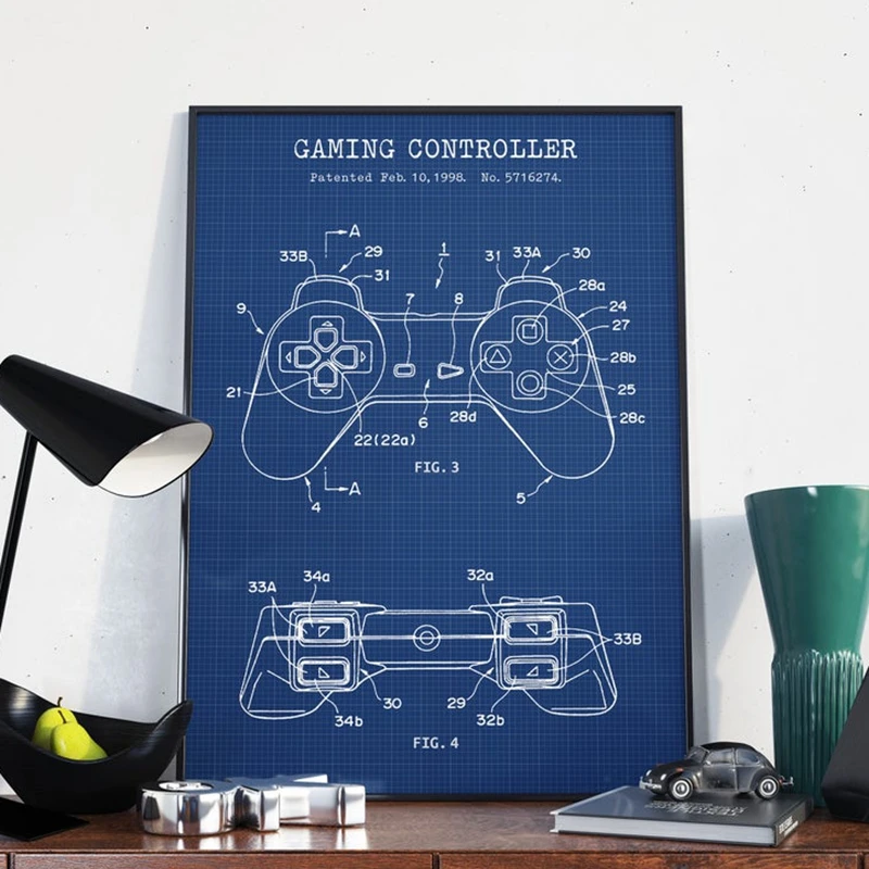 Gaming-Controller-Blueprint-Art-Poster-Patent-Prints-Gamer-Gifts-ame-Room-Decor-Gamepad-Video-Game-Joystick
