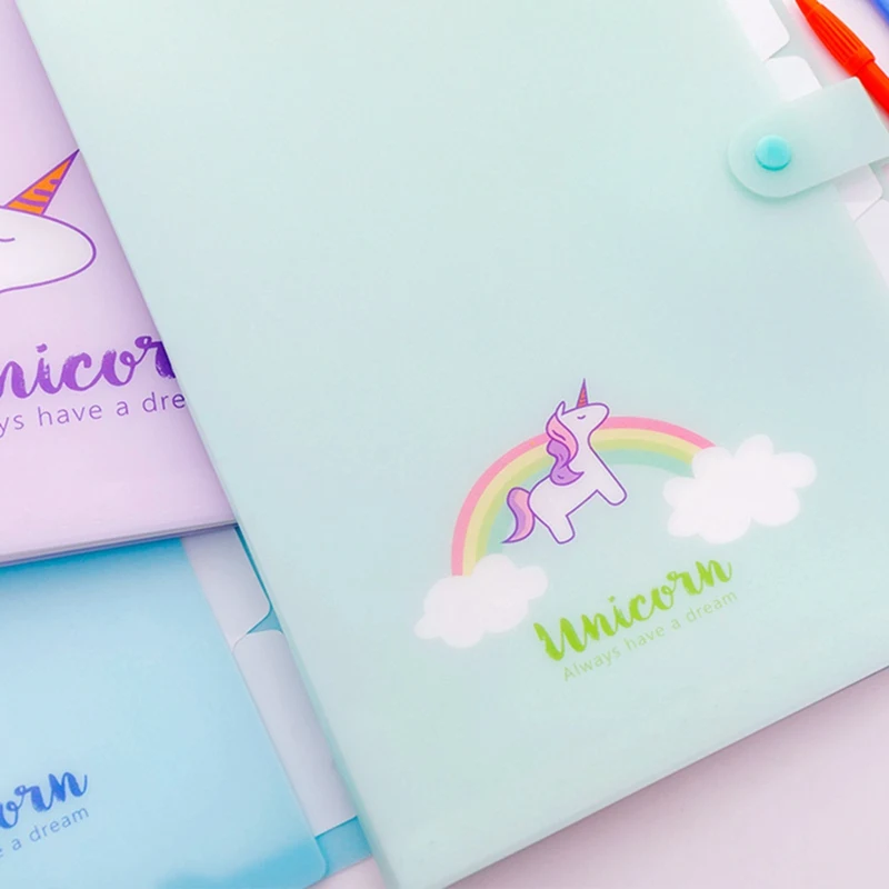 1 шт. Kawaii Unicorn A4 Сумка для документов для девочек папка для файлов широкий кошелек папка для чеков милые Креативные канцелярские принадлежности Школьные принадлежности