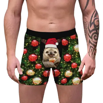 

Christmas Underwear Man Gay Ice Silk Boxershorts Men New year's eve Male Panties With Print 3D Scrotum Boxer Homme Sexy For Gays