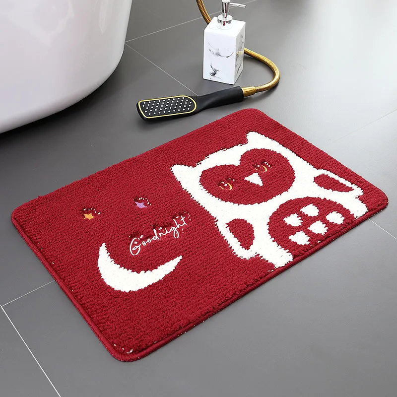 Red Owl Коврик для ванной комнаты прямоугольник мультфильм Медведь КИТ Ежик кролик сова водопоглощающий нескользящий коврик для двери/спальни - Цвет: Red Owl