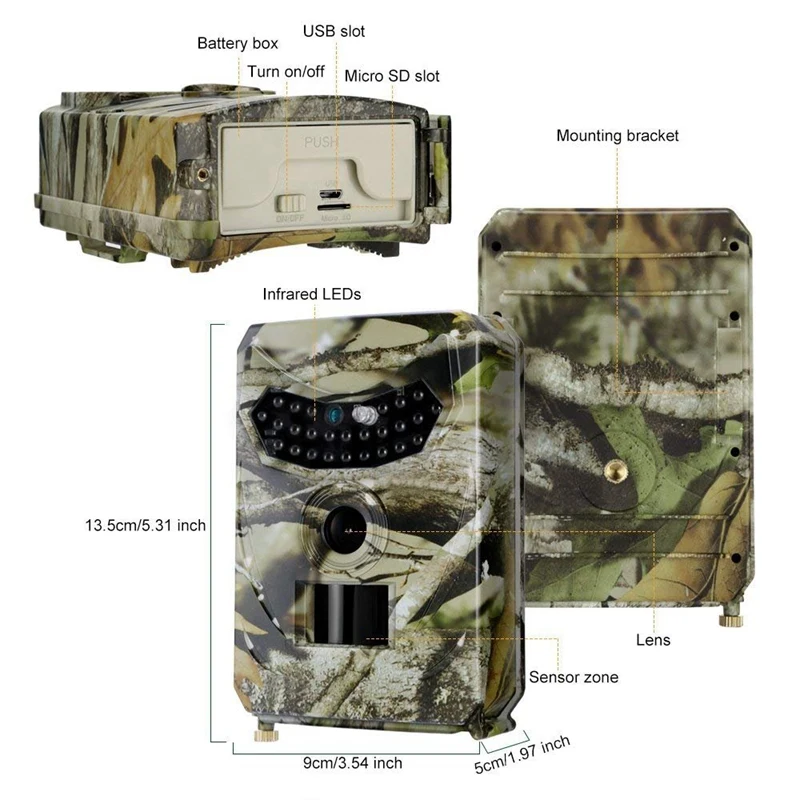 ABKT-Trail игровая камера, Pr-100 охотничья камера инфракрасная скаутская камера охотничья тропа камера Hd 12Mp 1080P камера дикой природы инфракрасная