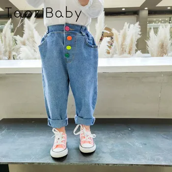 

Girls Jeans 2020 Children Clothes Spring And Summer New Korean Fashion Pants Jeans Color Buttons Pants Light Color