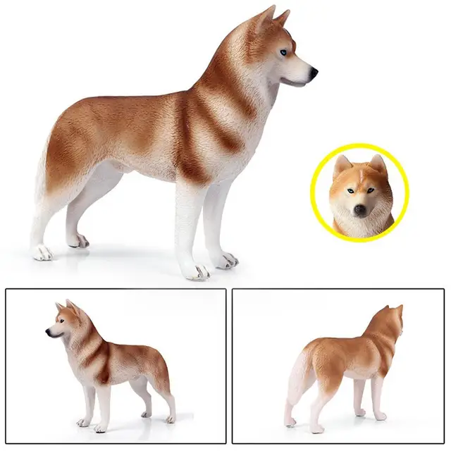 Simulation Husky Dog Plastic Animal Model Desktop Ornament Decor Children Toy 2