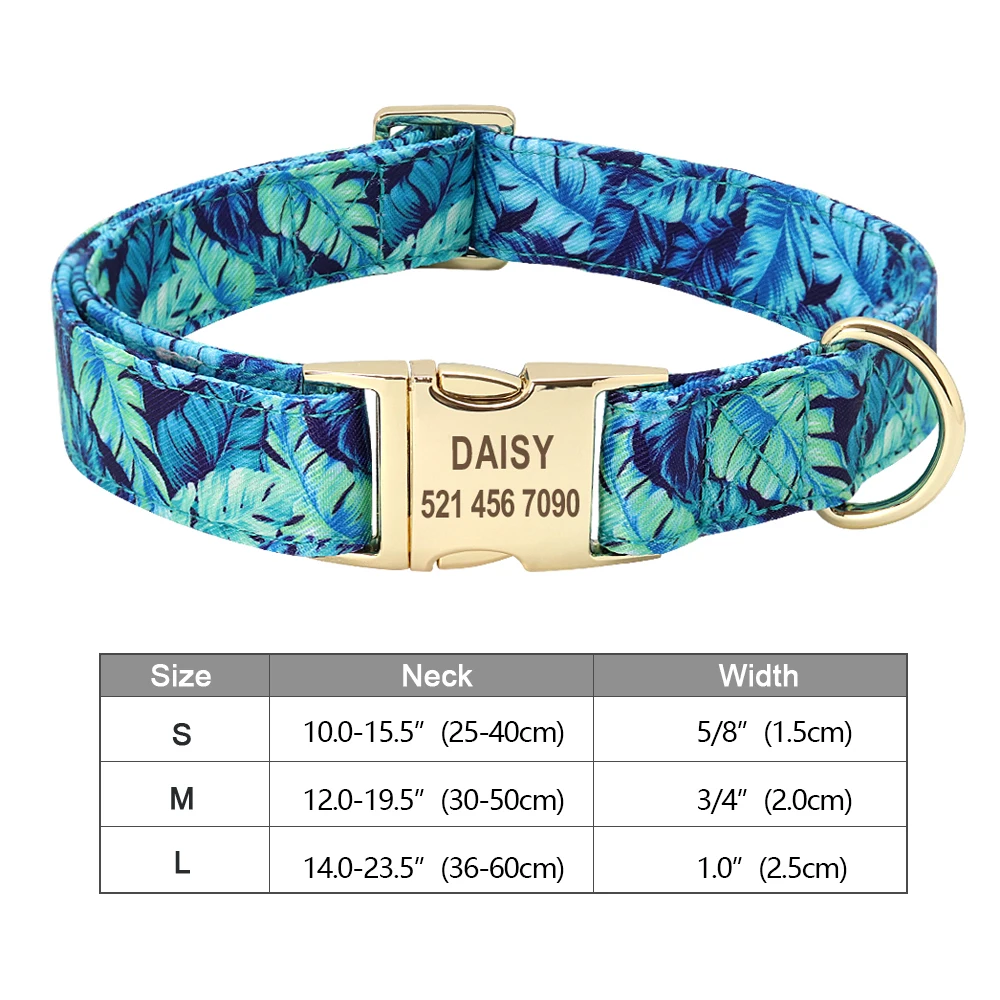 Personalized Dog Accessories Collar Nylon Printed Pet Puppy Collar Dog ID Collars Free Engraved ID for Small Medium Large Dogs 