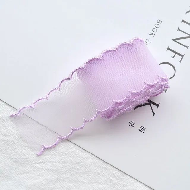 1yard Color Lace 38mm Fine Mesh Wave Ribbon  Decoration Handmade Headdress Hair Accessories DIY Material Bow Purple