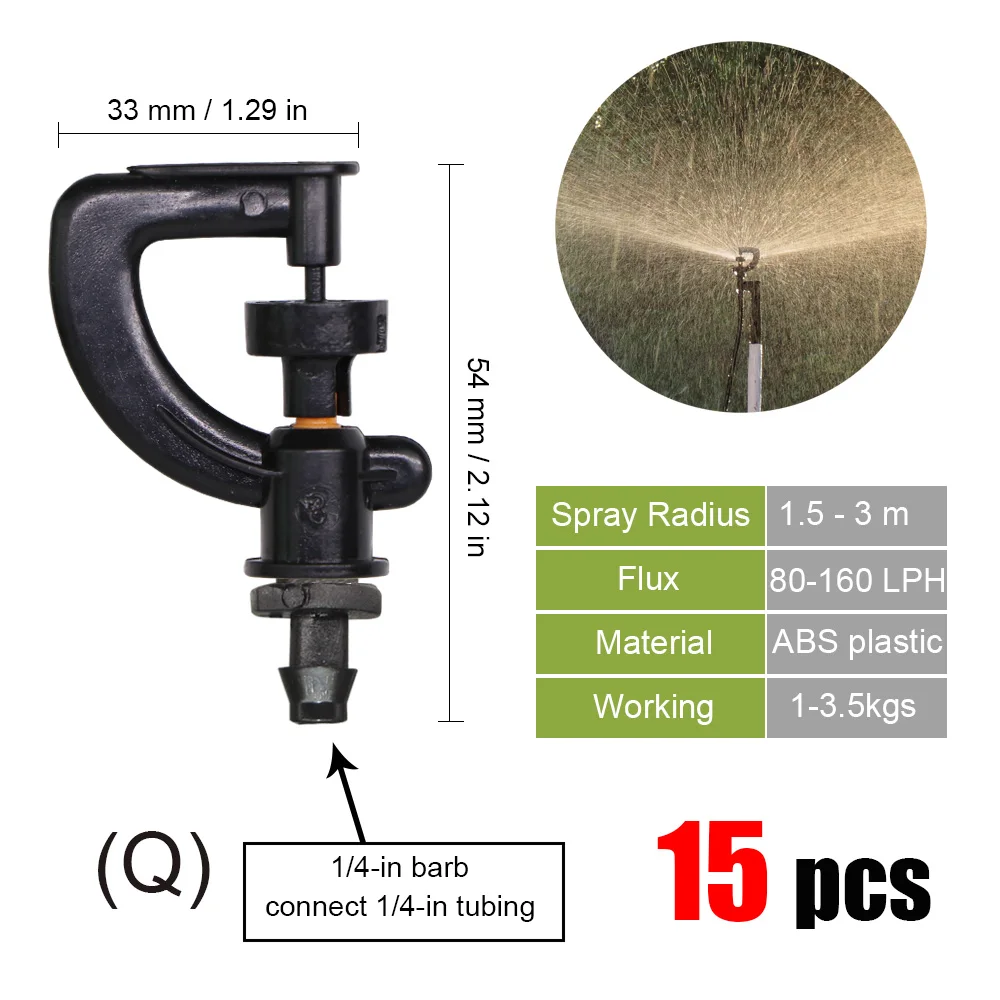 best Watering & Irrigation Kits MUCIAKIE 20 Types of Rotating Spinklers Drip Irrigation Mini Rotation Nozzle Spray w/ 1/4'' Barb Connector Mini Rotary Sprayer drip irrigation kit price