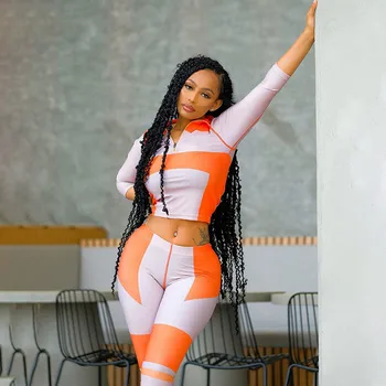 

Two Piece Set Women Tops And Pants Tracksuits Women Sexy Suit Color Matching Long Sleeve Top Leggings Suit Ropa Mujer Подходить