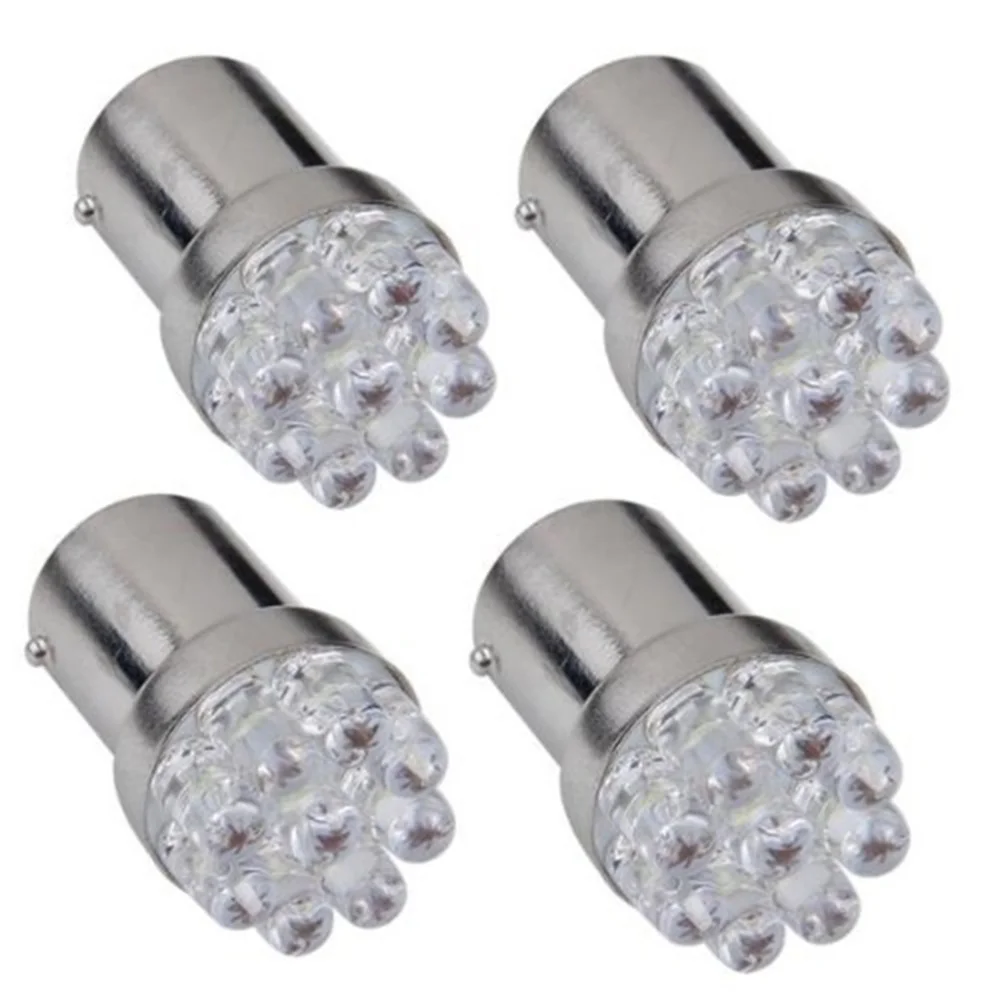 4pcs BA15S G18 DC12V 9 LED White LED Car Tail Brake Turn Signal Light