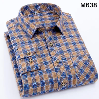 VISADA JAUNA, Новое поступление, мужская повседневная клетчатая рубашка с длинным рукавом, модная, высокое качество, облегающая, мягкая, Camisa Masculina размера плюс S-4XL - Цвет: M638