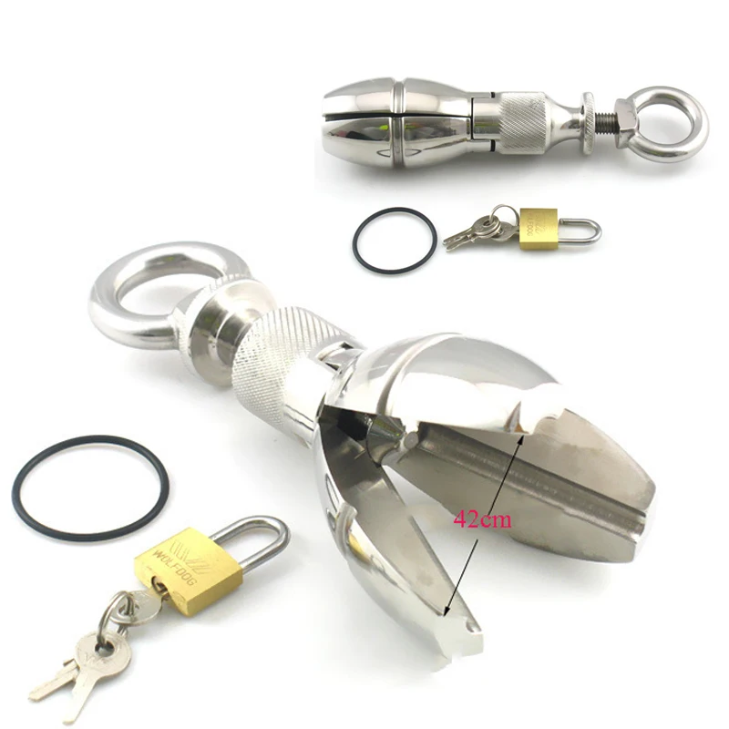 Heavy Stainless Steel Anal Dilators,Ass Expanding Chastity Device,Anal Plug,Lockable Adjust Buttplug Anus Sex Toys For Women Men 1