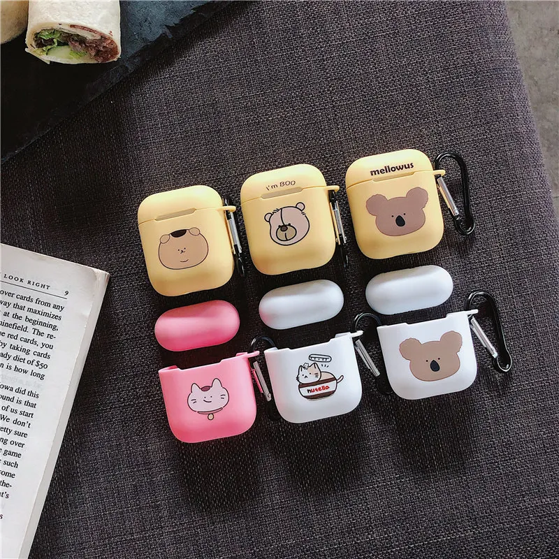 Чехол с мишкой для apple airpod силиконовый мягкий ТПУ беспроводной bluetooth наушник funda