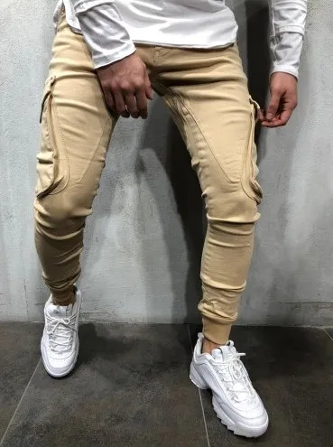 Summer New Style Europe And America Men Trendy Pure Color Jogger Pants Slim Fit Casual Trousers Large Size Beam Leg Librar