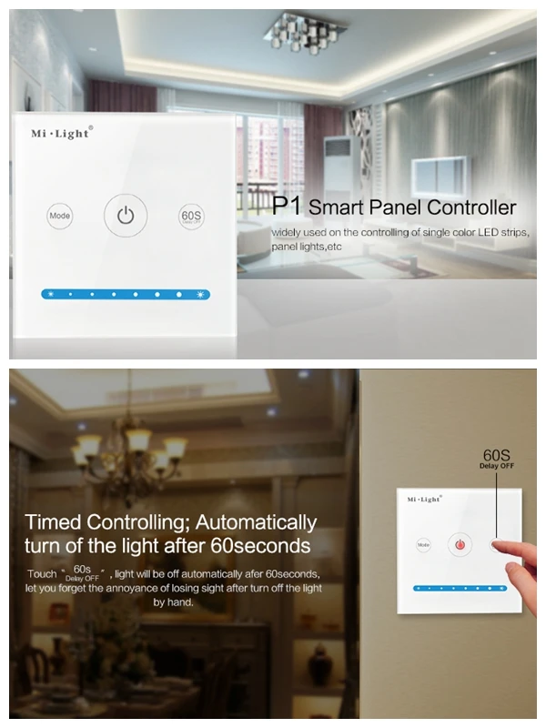 P1 Mi Light Smart Touch Panel Dimming Controller Adjust Brightness for LED Strip Lighting