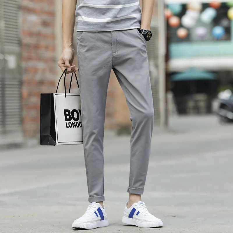 

Hot Sales Trend New Style Men Lace-up Slim Fit Micro Elastic Casual Skinny Pants Teenager Fashion Casual Trousers 3302