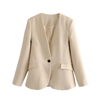 

Khaki women elegant blazers 2020 office ladies slim suits set single button suits jacket long sleeve girls chic blazer jackets