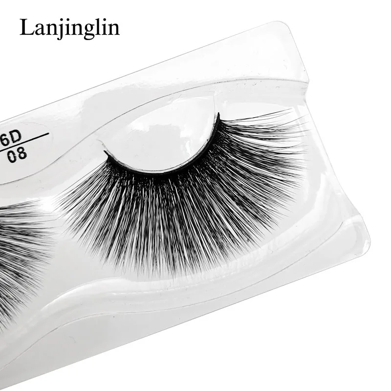 LANJINGLIN 25 мм норковые ресницы Мягкие Длинные Накладные ресницы 3D крест драматические ресницы пушистые тонкие ручной работы макияж искусственные cilios
