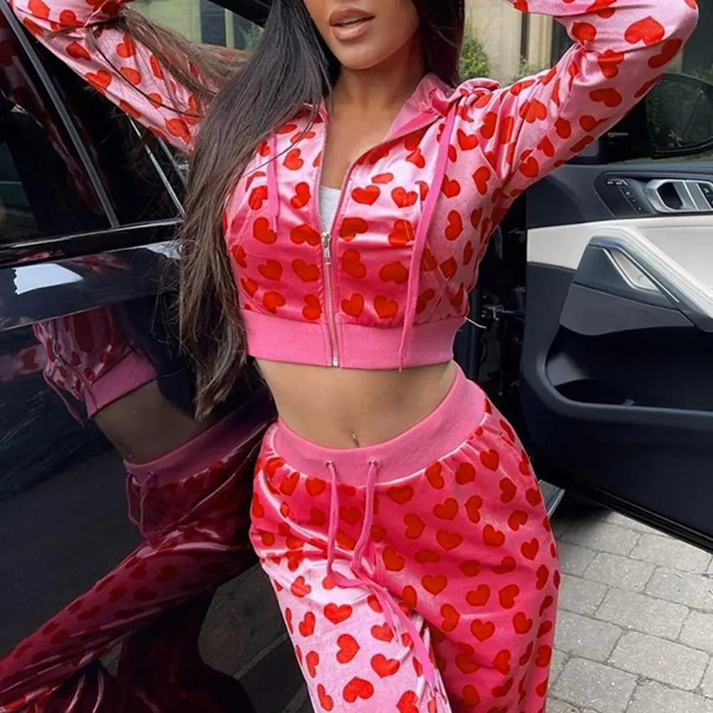 Women Leisure Wear Set Long Sleeve Pullover Hoodie Top With Pants Jacket Long Sleeve Pullover Hoodie Top With Pants Two-piece 1