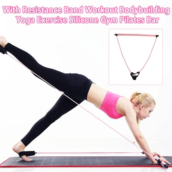 

With Resistance Band Pilates Bar Lose Weight Adults Home Portable Stretchy Silicone Training Bodybuilding Yoga Exercise Durable