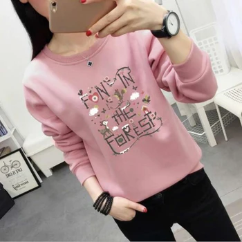 

High Quality Women Hoodies FUN IN THE FORREST Print Long Sleeve O Neck Women Sweatshirt Spring Autumn Moletom Feminino