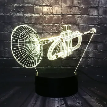 

New Instrument Horn 3D Led Night Lights Luminaria Illusion Multicolor Gradient Lamp Visual Lampara Baby Child Xmas Festival toy