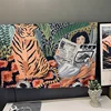 Animal series design Nordic INS hanging tapestry background cloth Boho Decor Wall Cloth tapestry jungle tiger girl ► Photo 1/5