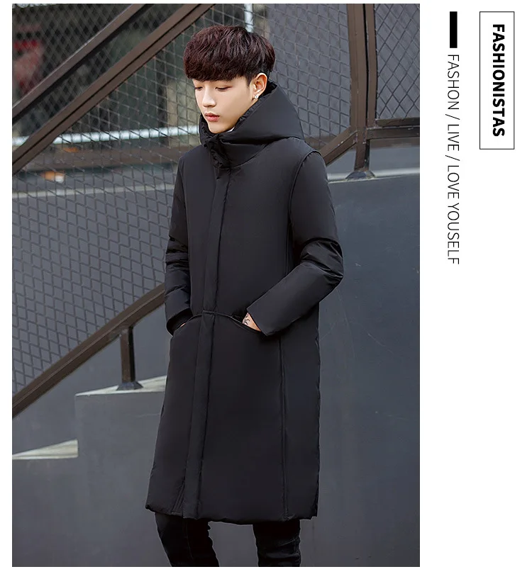 Мужская длинная пуховая куртка Новое поступление модное зимнее плотное теплое пуховое пальто брендовая одежда 3XL