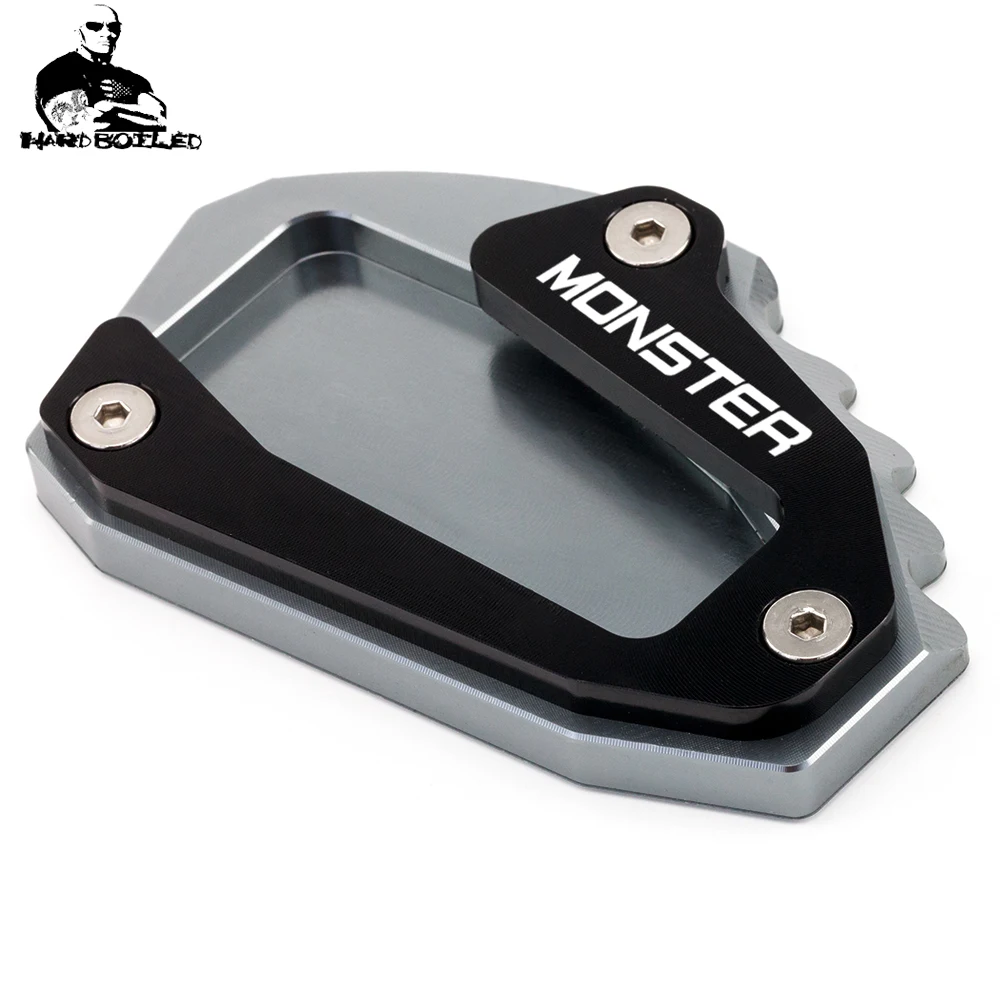 Motorcycle CNC Kickstand Foot Side Stand Extension Support Plate Pad with logo For Ducati MONSTER 1200 1200S 821 2014-2019 2018 (9)
