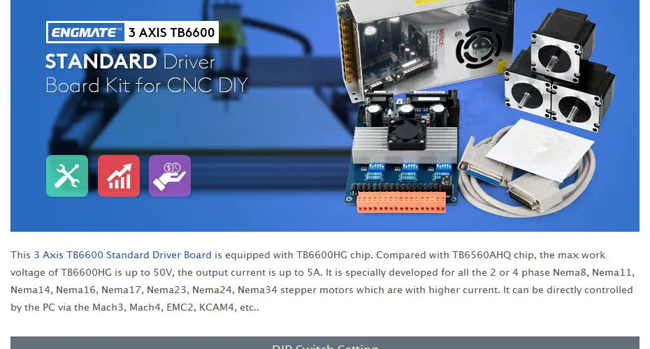 3 оси TB6600 контроллер HB Nema23 187oz-in двигатель 24 в блок питания для ЧПУ комплект