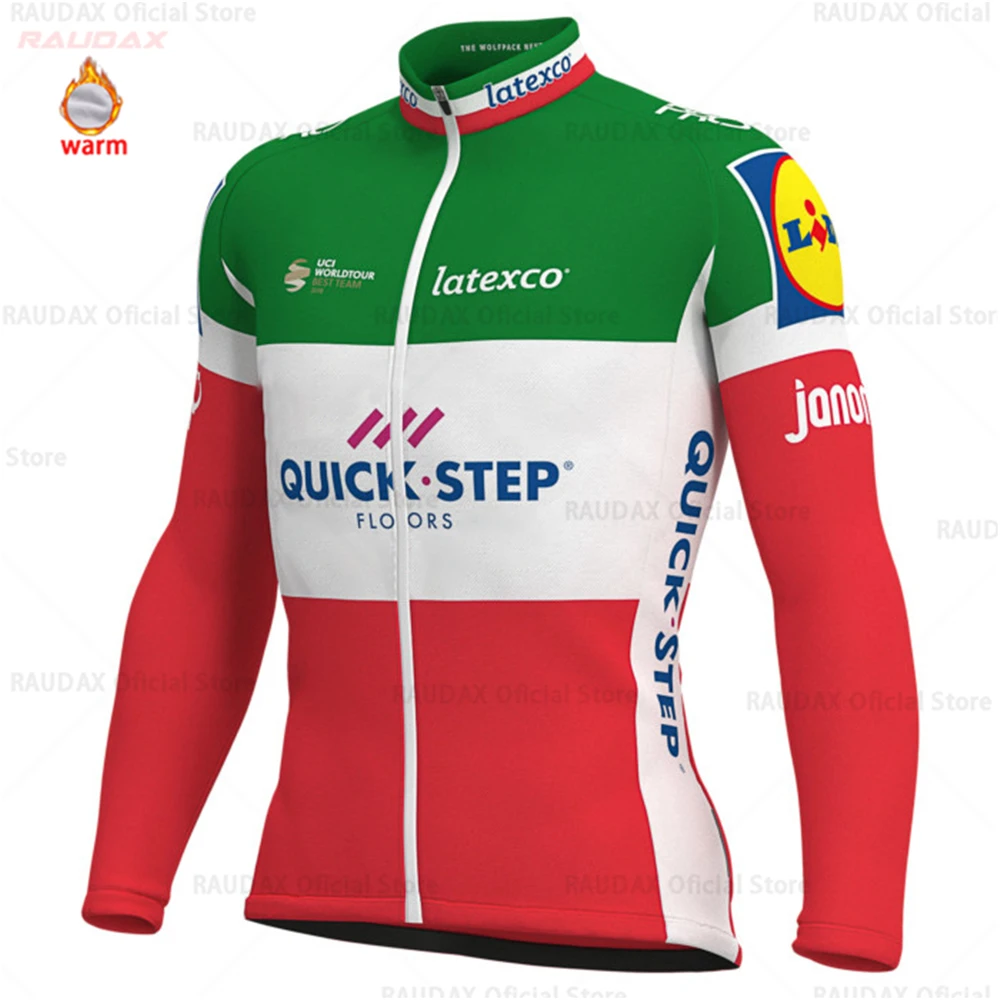 QUICK STEP Pro Team велосипедная Джерси, Зимняя Теплая Флисовая велосипедная одежда, набор велосипедных комбинезонов и штанов, MTB Ropa Ciclismo Maillot одежда - Цвет: jersey only