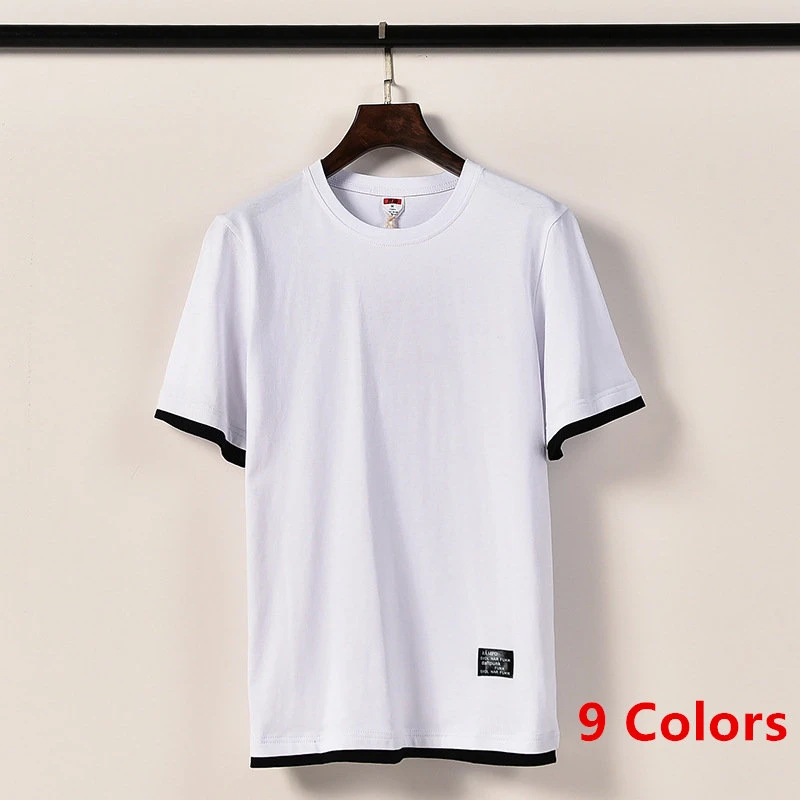 Solid Color T Shirt Men 2020 Summer White Fake Two Short Sleeve Mens Tshirts Fashion Cotton Plain T Shirts Camisetas T Shirts Aliexpress