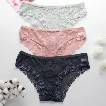 

Women Panties 3Pcs/Set Sexy Lace Underwear Seamless Female Panty Low Rise Comfortable Breathable Underpants Lady Intimates Tanga