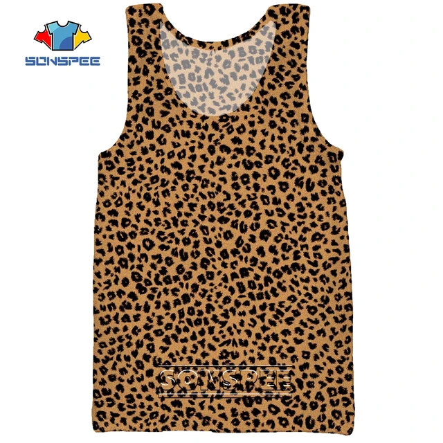 SONSPEE Leopard Animal Hunting 3D Print Men's Tank Tops Casual Fitness Bodybuilding Gym Muscle Funny Men Sleeveless Vest Shirt 8