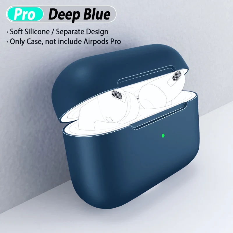 Мягкий силиконовый чехол для Airpods Pro Чехол для Apple Air Pods 3 Earpod Pro Чехол Funda защитный чехол s аксессуары коробка - Цвет: Dark Blue