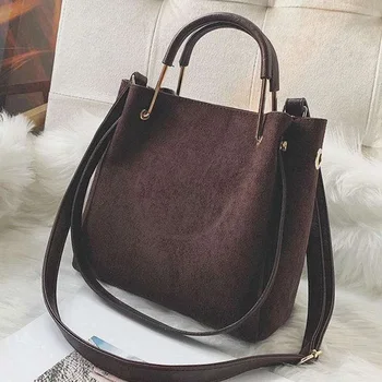 

Vintage Leather Women's Tote Bags Luxury Faux Suede Crossbody Bags Ladies Handbags And Purses Female Solid Color Shoulder Bags