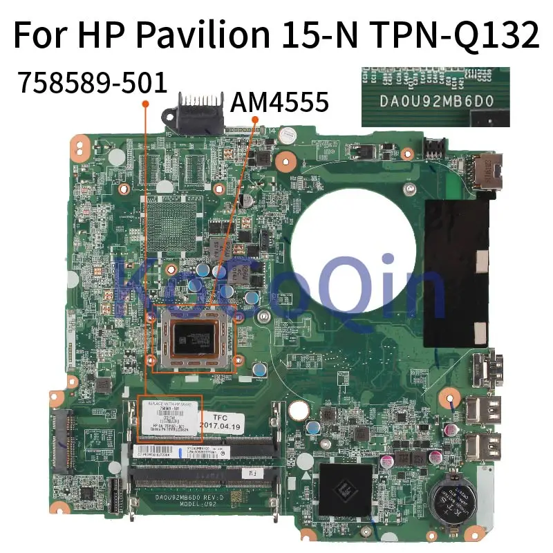 Для HP Pavilion 15-N TPN-Q132 A8-4555 материнская плата для ноутбука U92 DA0U92MB6D0 758589-501 758589-601